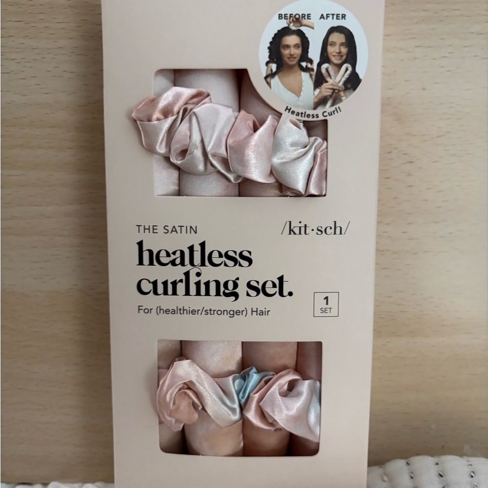 NEW! Kitsch Satin Heatless Curling Set - Pink, Silver, Cream